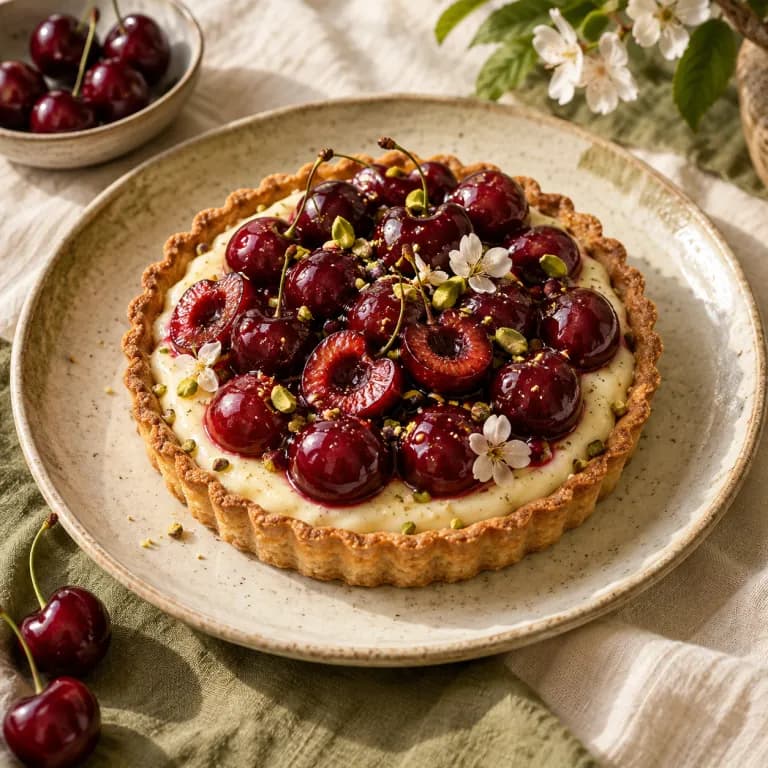 Vişneli tart sunum görseli