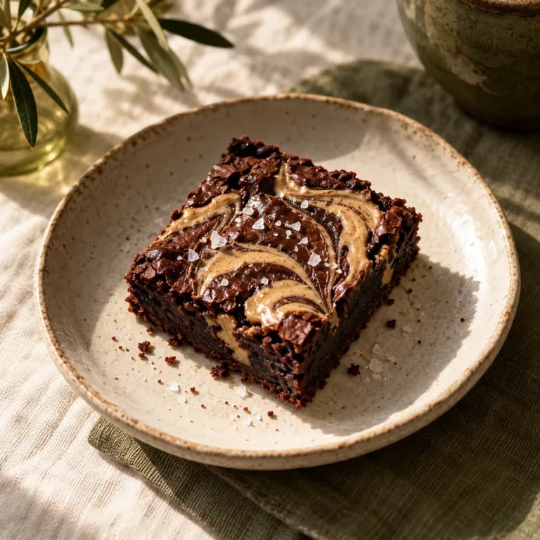 Tahinli çikolatalı brownie sunum görseli
