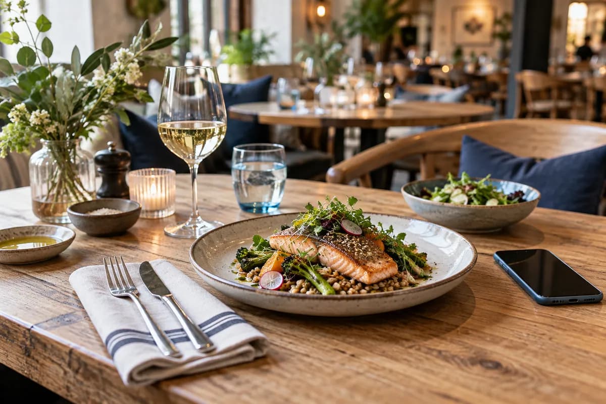 A restaurant table set for a digital menu experience